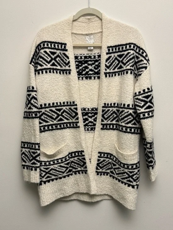 Joie Cream Cardigan with Black Geometric Trim - Picture 2 of 8